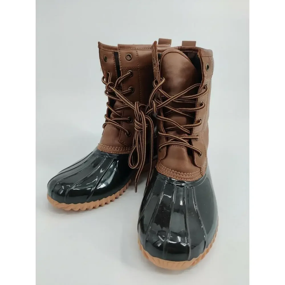 Sporto Duck Boots Mens‎ Size 6 Brown Black Waterproof Lace-Up Rugged